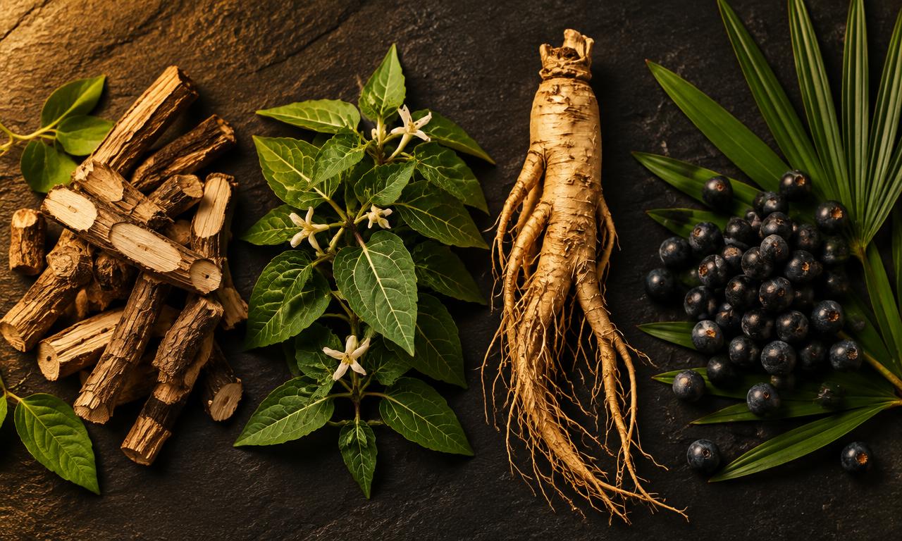 Tongkat ali, horny goat weed, ginseng and saw palmetto